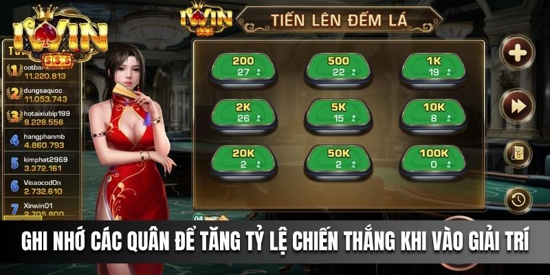 Ghi nhớ các quân để tăng tỷ lệ chiến thắng khi vào giải trí